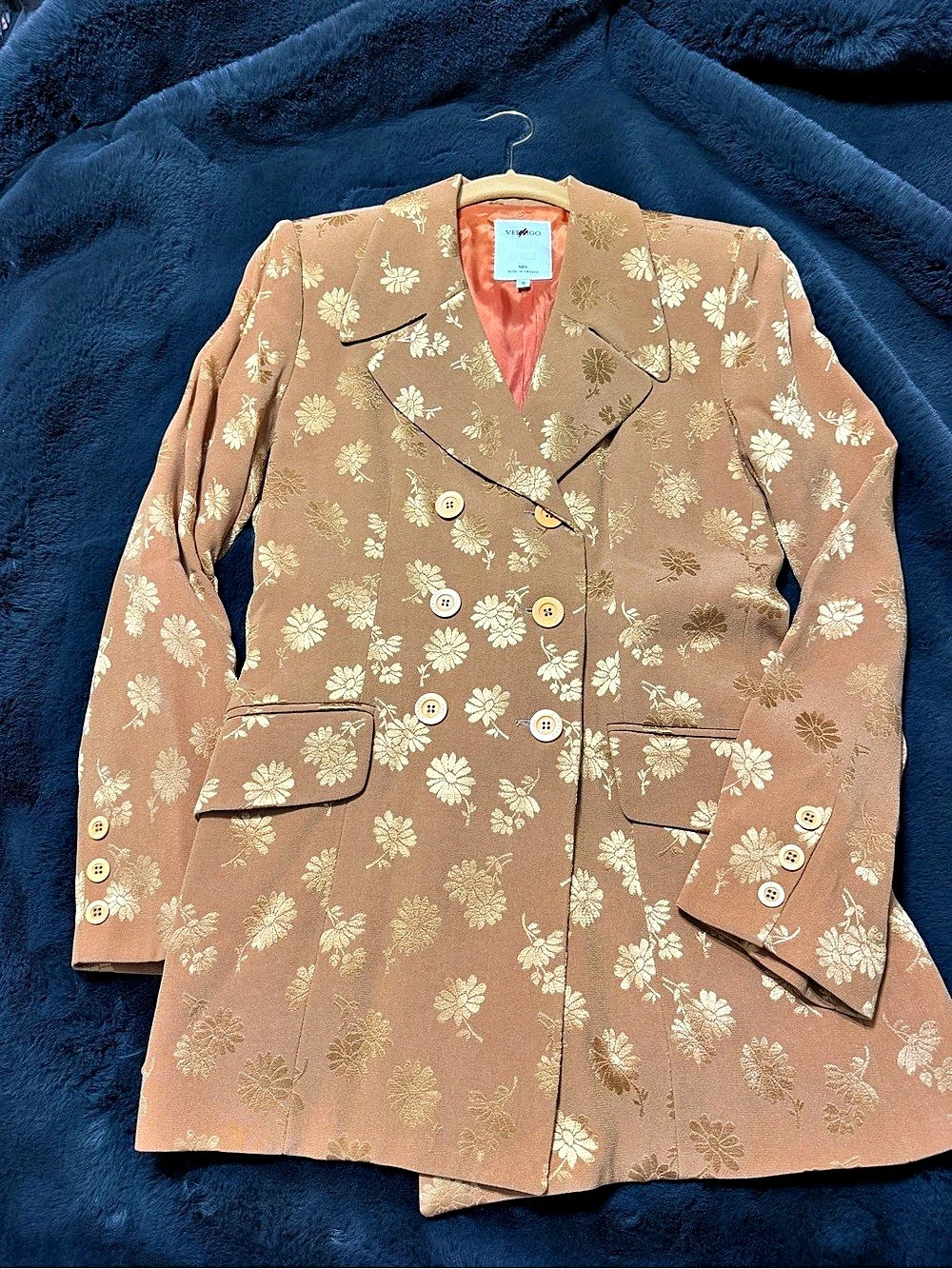 Vintage 1990s Vertigo Gold Floral Brocade Blazer